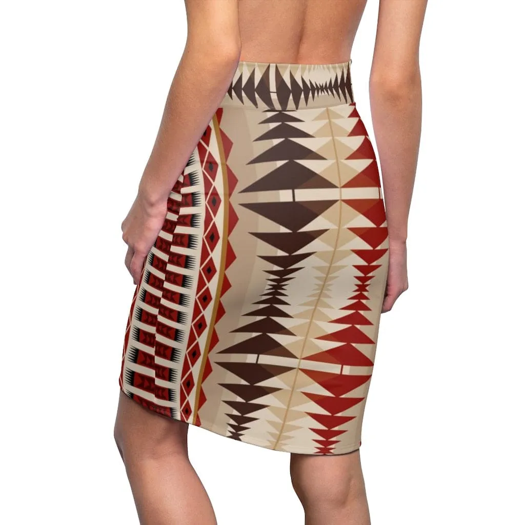 Womens Mini Skirt - High Waisted - Multi-brown Pencil Skirt