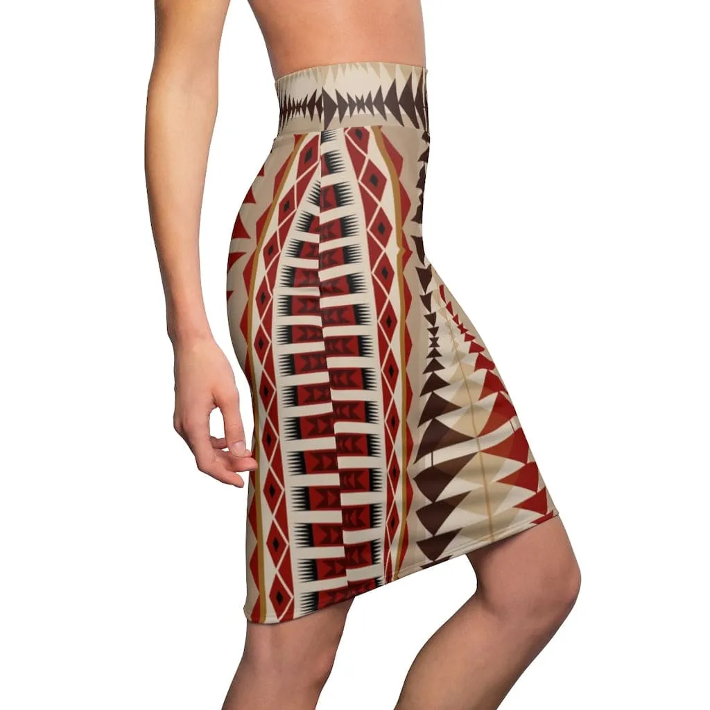 Womens Mini Skirt - High Waisted - Multi-brown Pencil Skirt