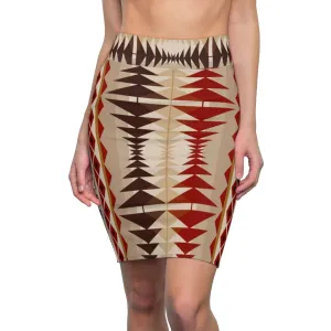 Womens Mini Skirt - High Waisted - Multi-brown Pencil Skirt